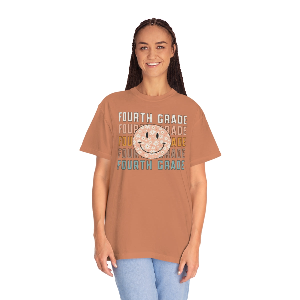 4th Grade Smiley Face Warm Colors Unisex Garment-Dyed PREMIUM T-shirt