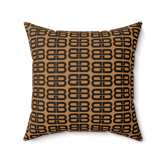 Light Brown Bhava Brand Pattern Square Pillow