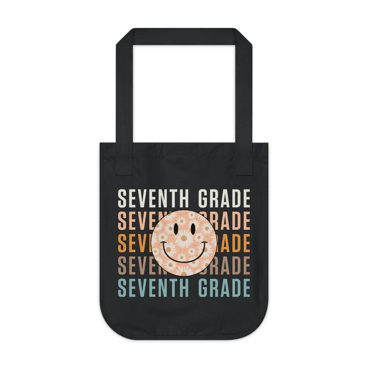 Seventh Grade Smiley Face Organic Canvas Tote Bag