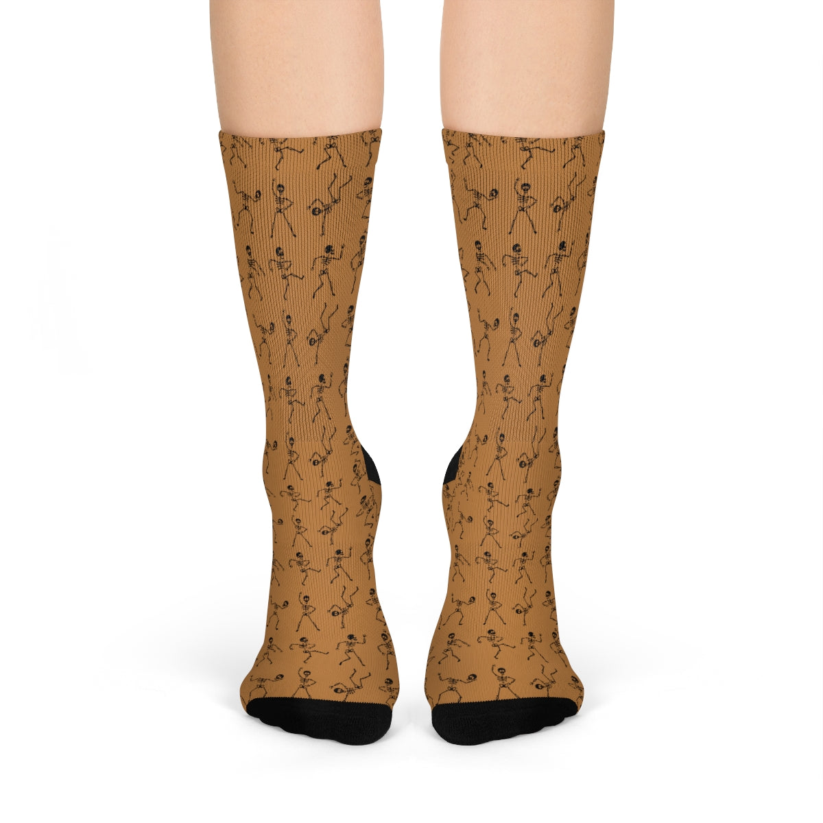 Light Brown Skeleton Pattern Crew Socks