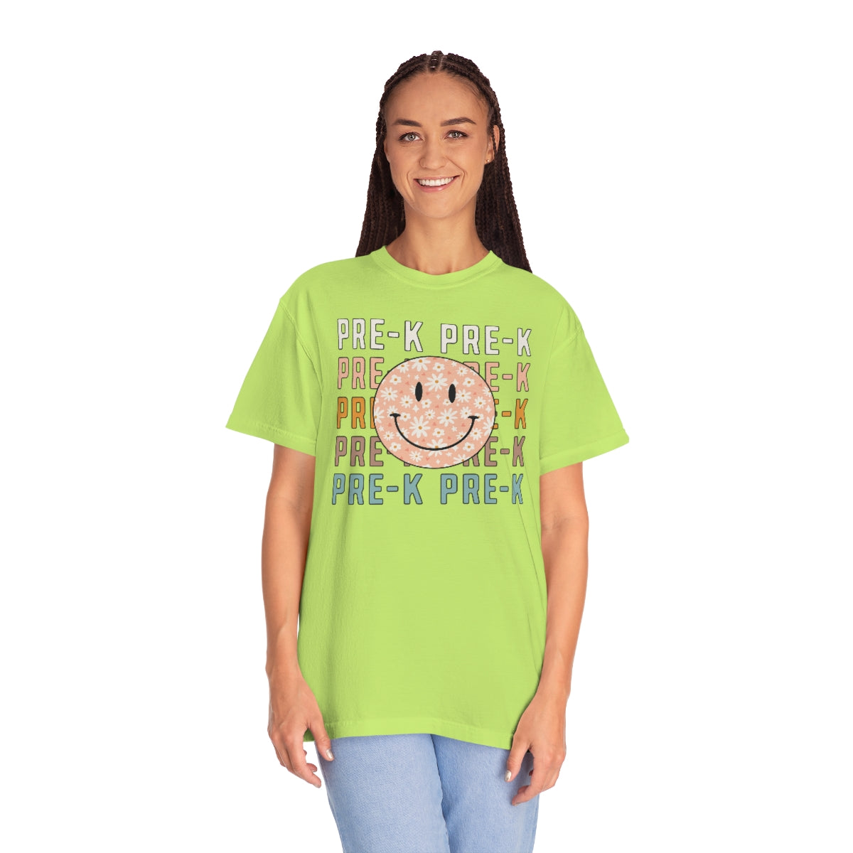 Pre-K Smiley Face Warm Colors Unisex Garment-Dyed PREMIUM T-shirt