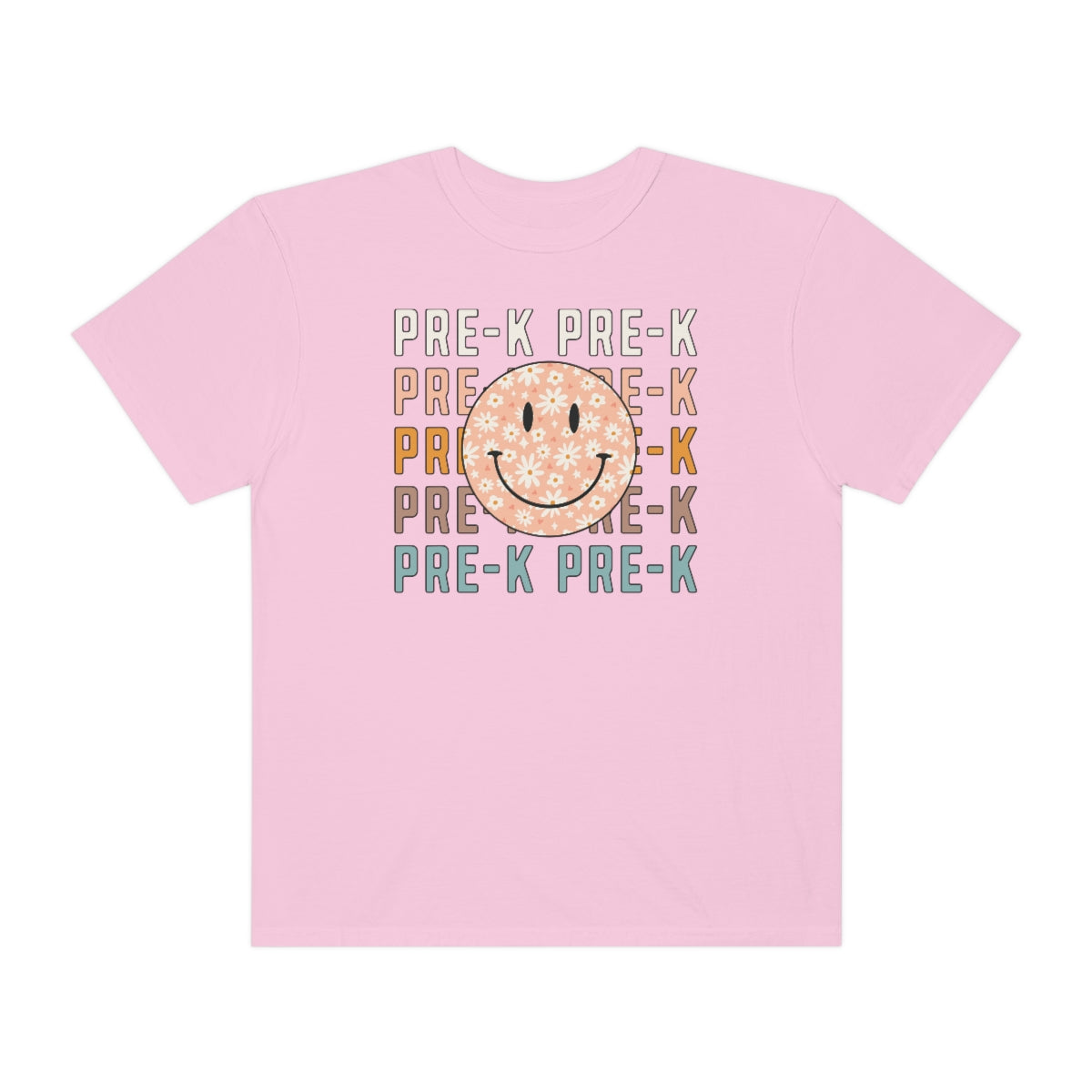 Pre-K Smiley Face Warm Colors Unisex Garment-Dyed PREMIUM T-shirt