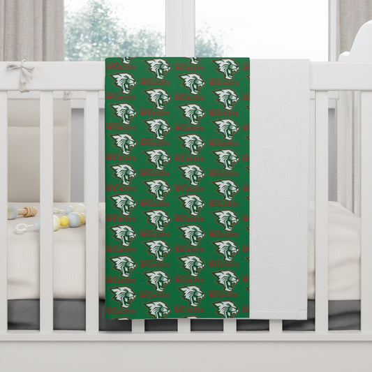 Green Salem Wildcats Soft Fleece Baby Blanket