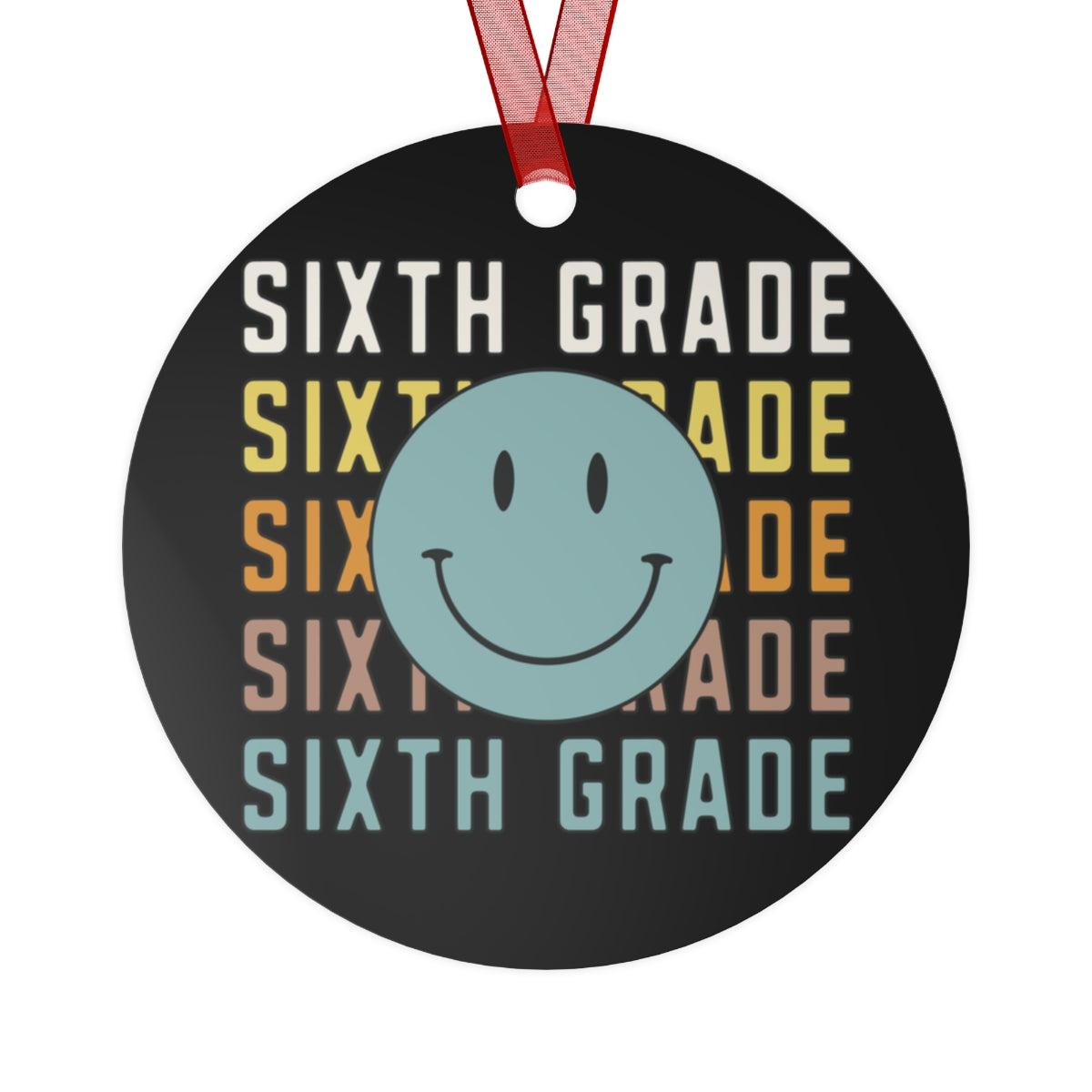 Sixth Grade Black Rustic Boho Metal Ornaments