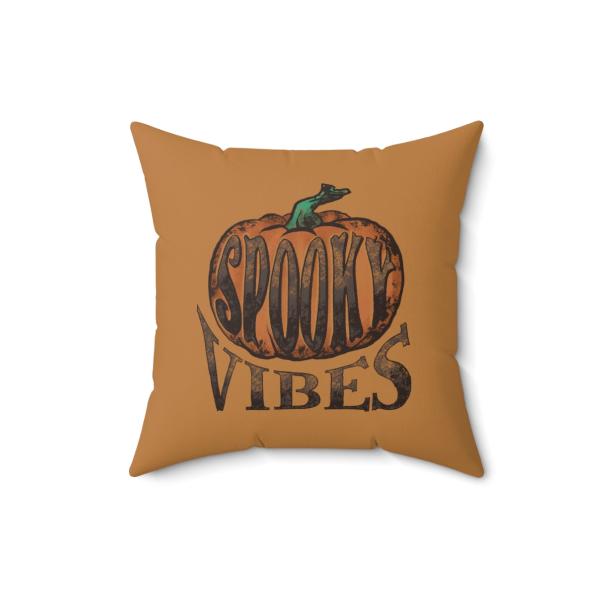 Light Brown Spooky Vibes Fall Halloween Spun Polyester Square Pillow