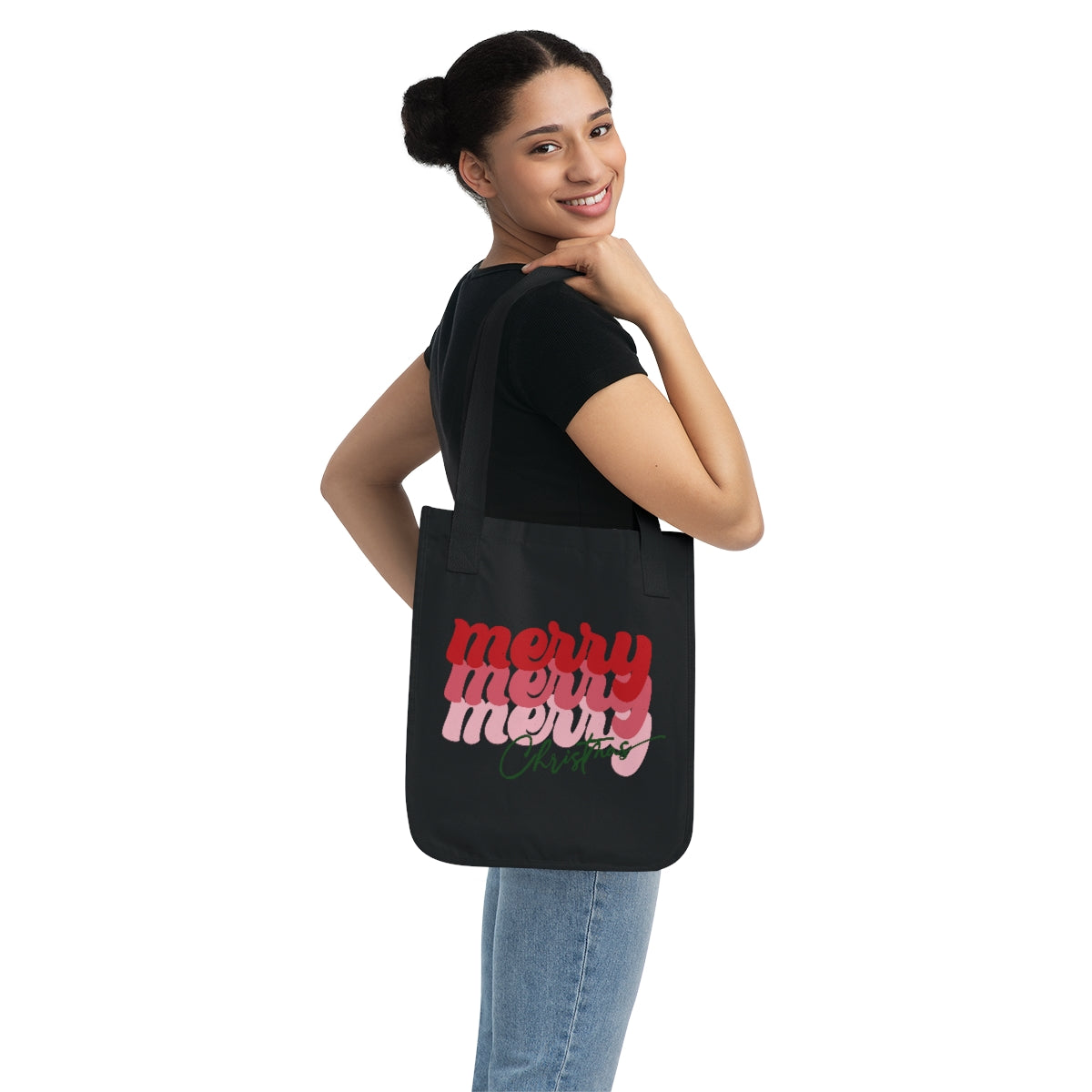 Merry Merry Merry Christmas Organic Canvas Tote Bag