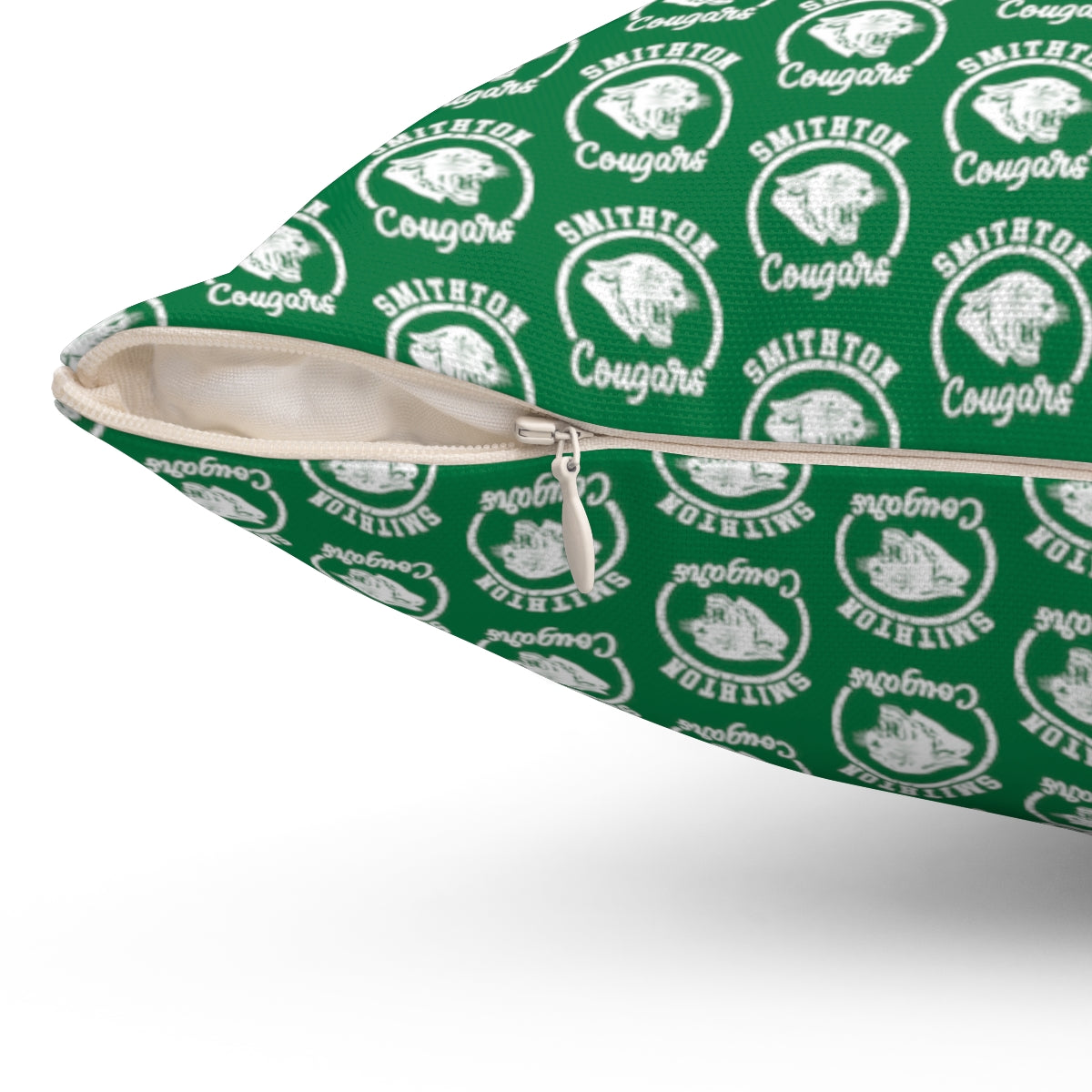 Green Smithton Cougars Pattern Spun Polyester Square Pillow
