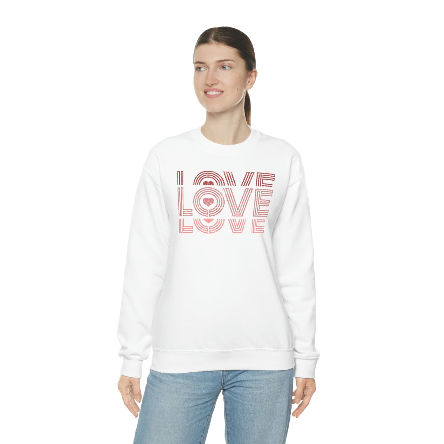 "Love Love Love" Red Graduated Print Unisex Heavy Blend™ Crewneck Sweatshirt