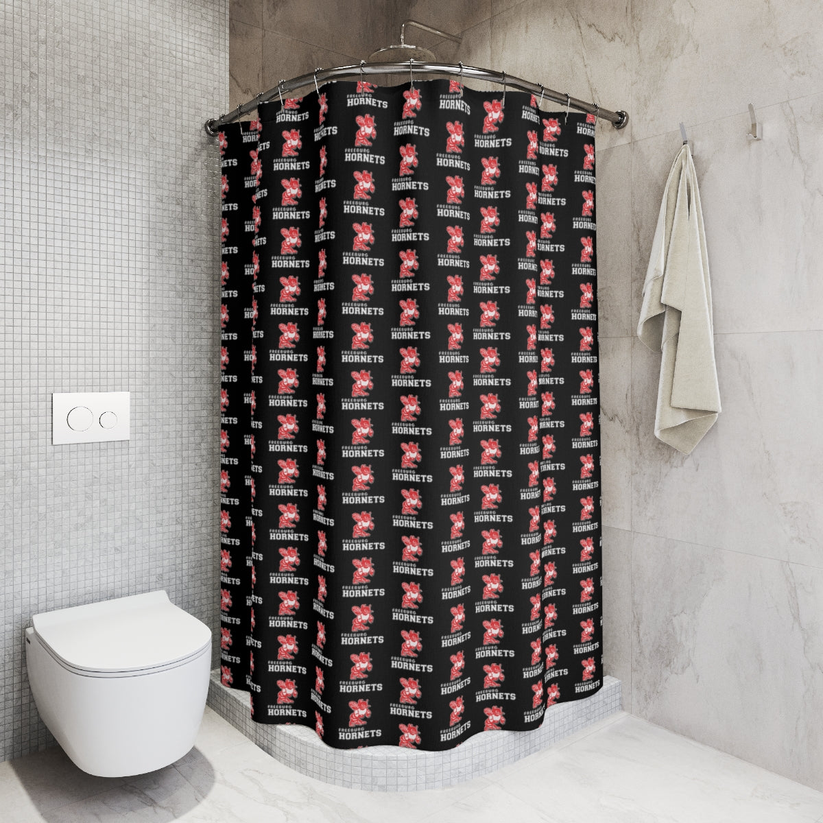 Freeburg Hornets Pattern Polyester Shower Curtain