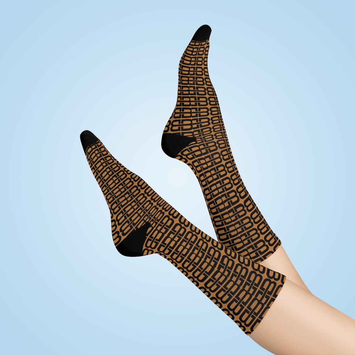 Light Brown Bhava Brand Pattern Crew Socks