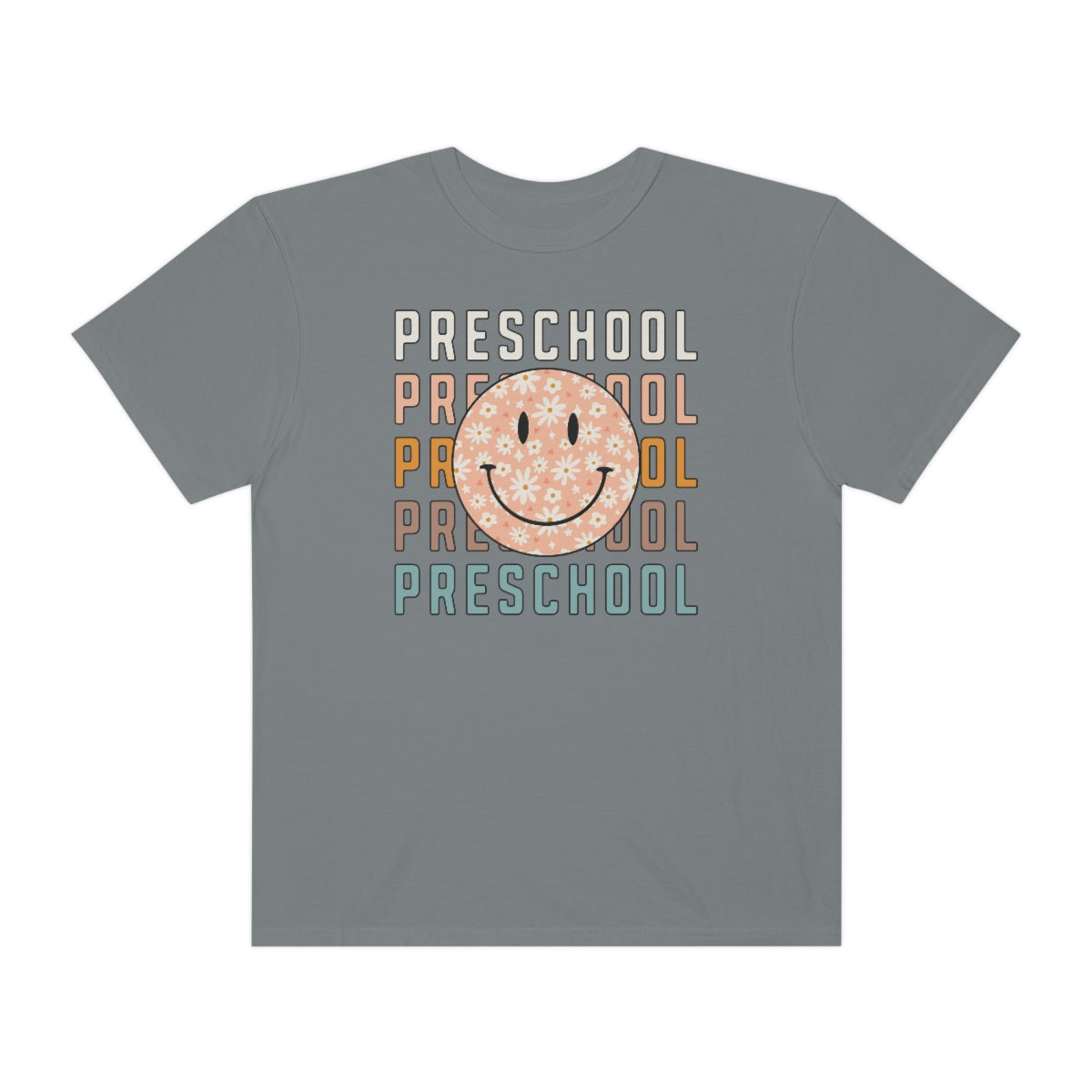 Preschool Smiley Face Warm Colors Unisex Garment-Dyed PREMIUM T-shirt