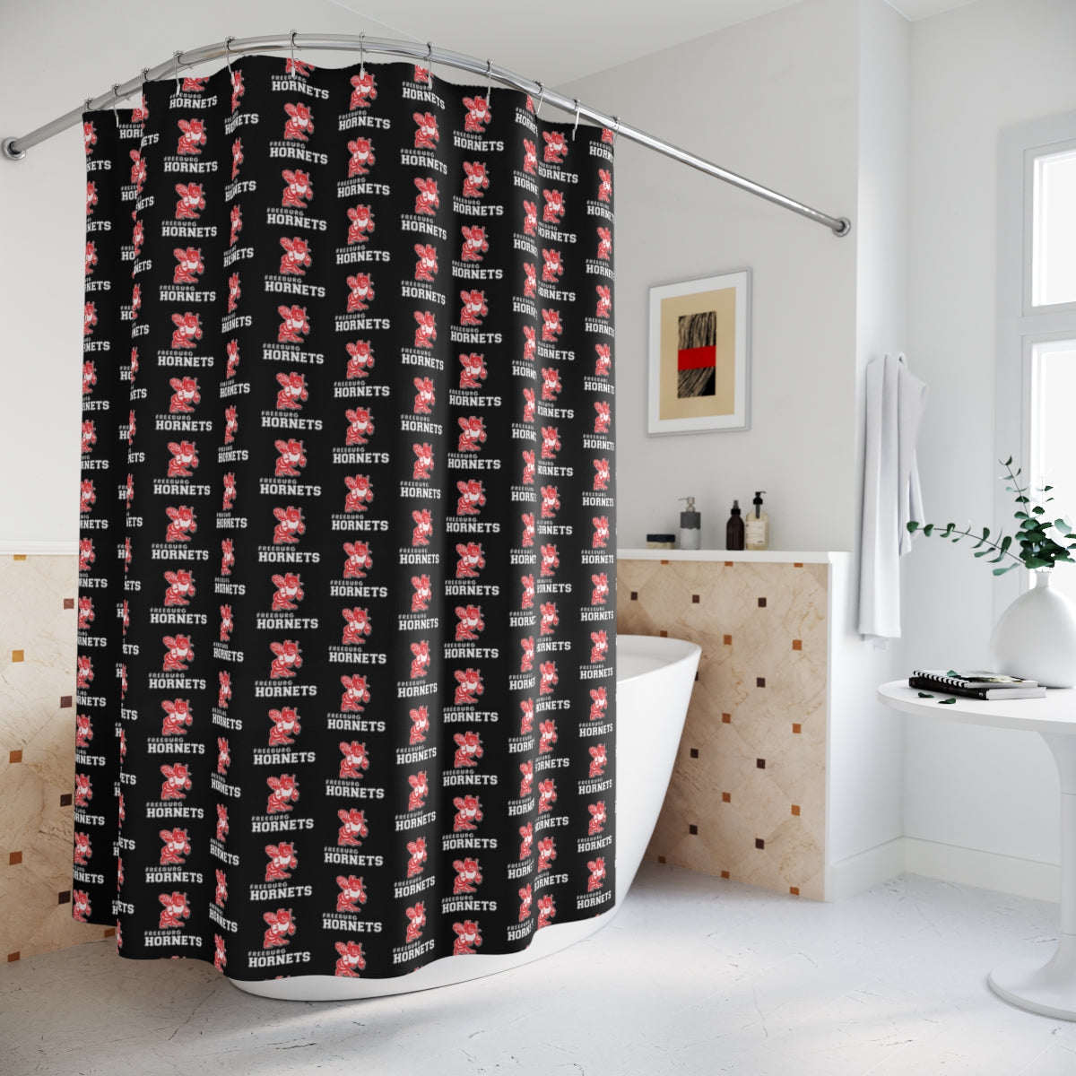 Freeburg Hornets Pattern Polyester Shower Curtain