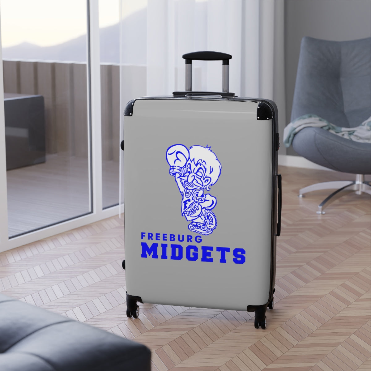 Freeburg Midgets Suitcases - Gray Front/ Black Back