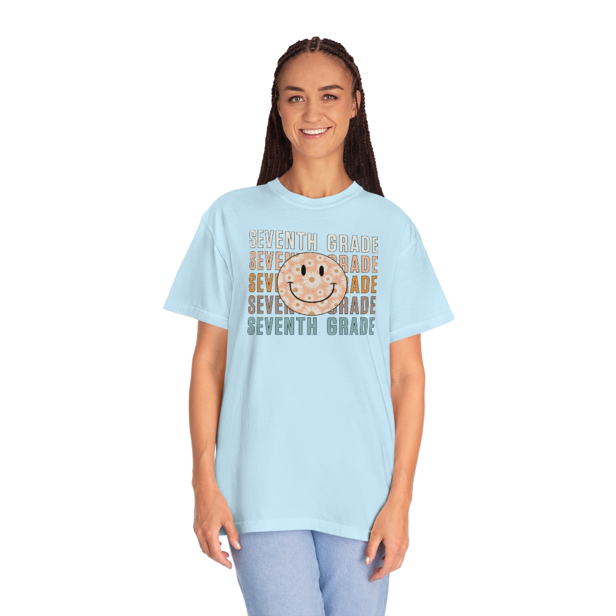 7th Grade Smiley Face Warm Colors Unisex Garment-Dyed PREMIUM T-shirt