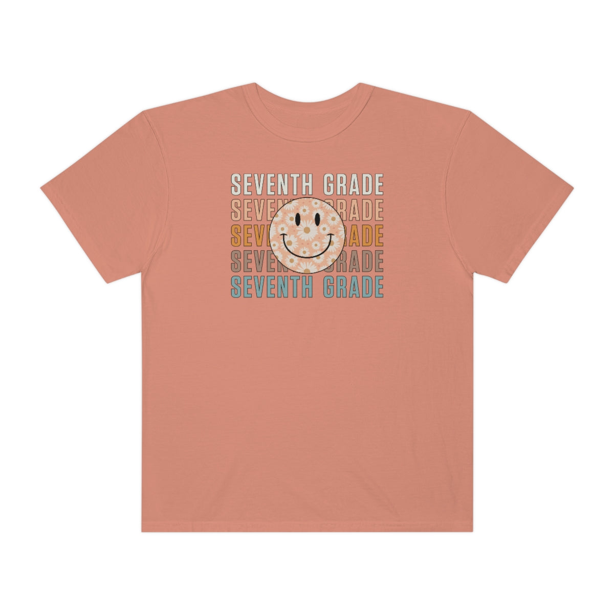 7th Grade Smiley Face Warm Colors Unisex Garment-Dyed PREMIUM T-shirt