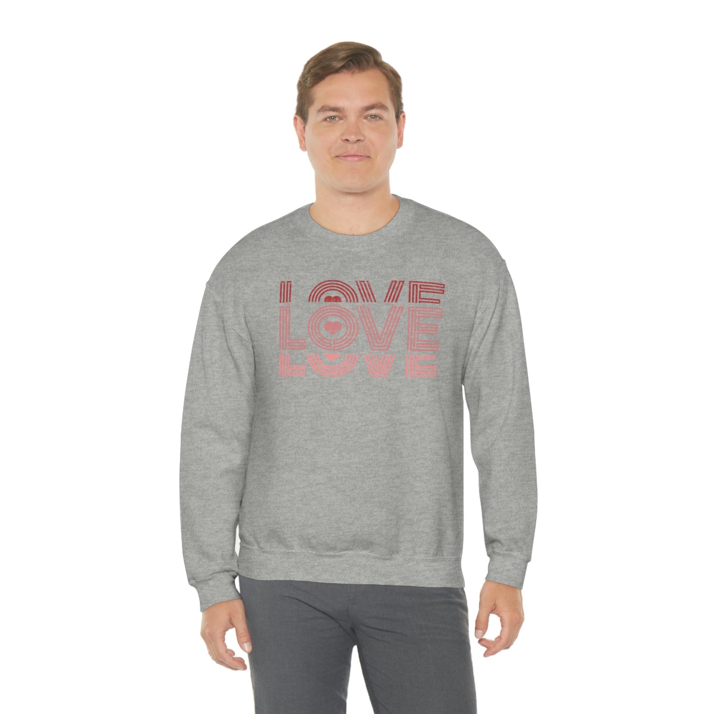 "Love Love Love" Red Graduated Print Unisex Heavy Blend™ Crewneck Sweatshirt