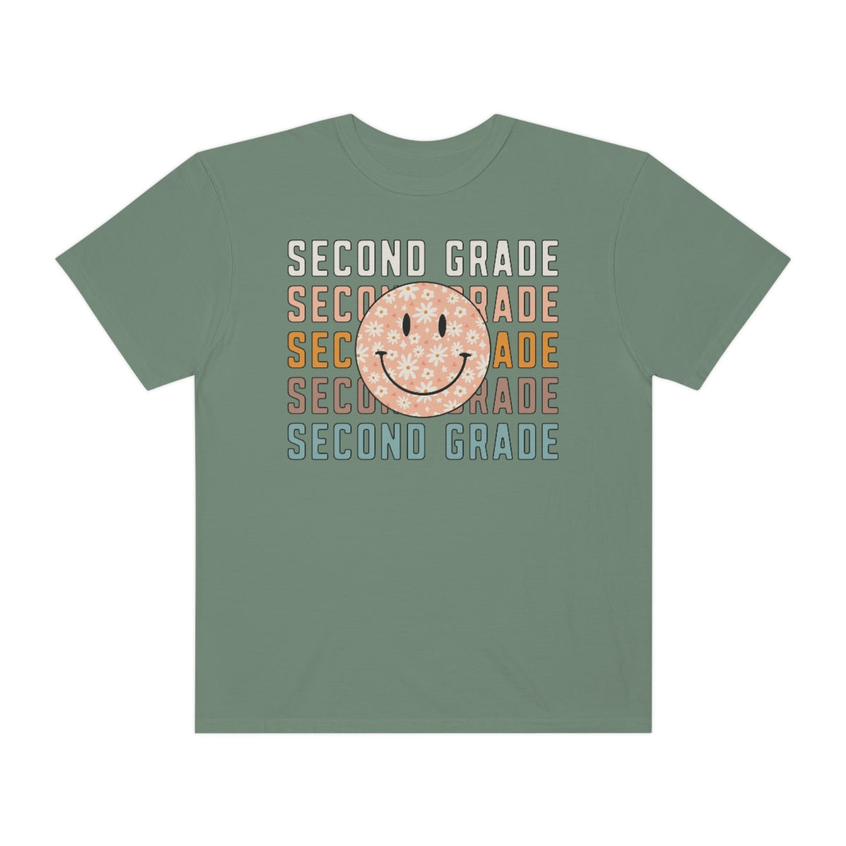 2nd Grade Smiley Face Warm Colors Unisex Garment-Dyed PREMIUM T-shirt