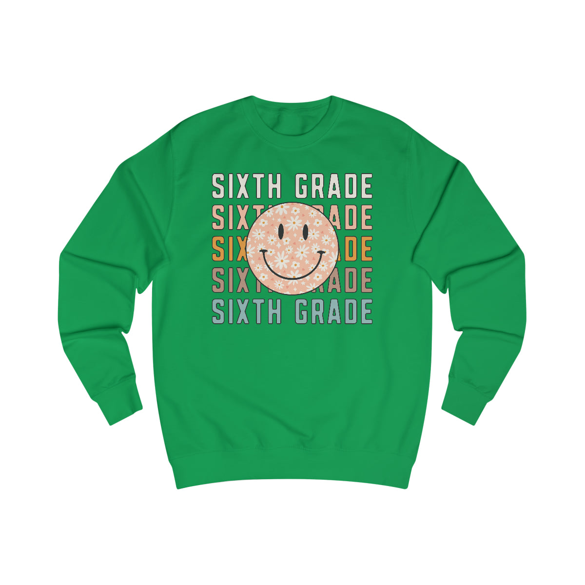 6th Grade Warm Colors Smiley Face Unisex Heavy Blend™ Crewneck Sweatshirt