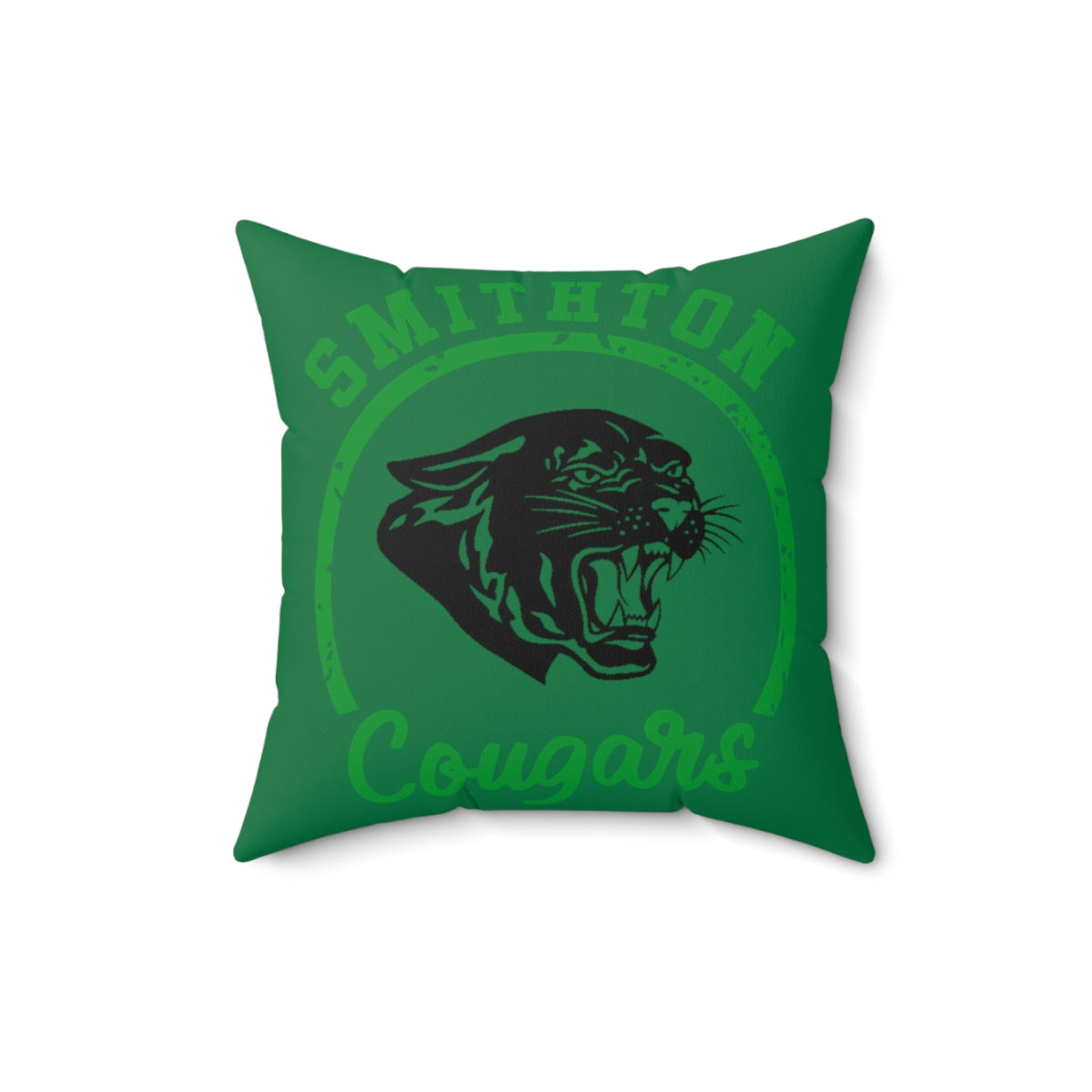 Green Smithton Cougars Spun Polyester Square Pillow