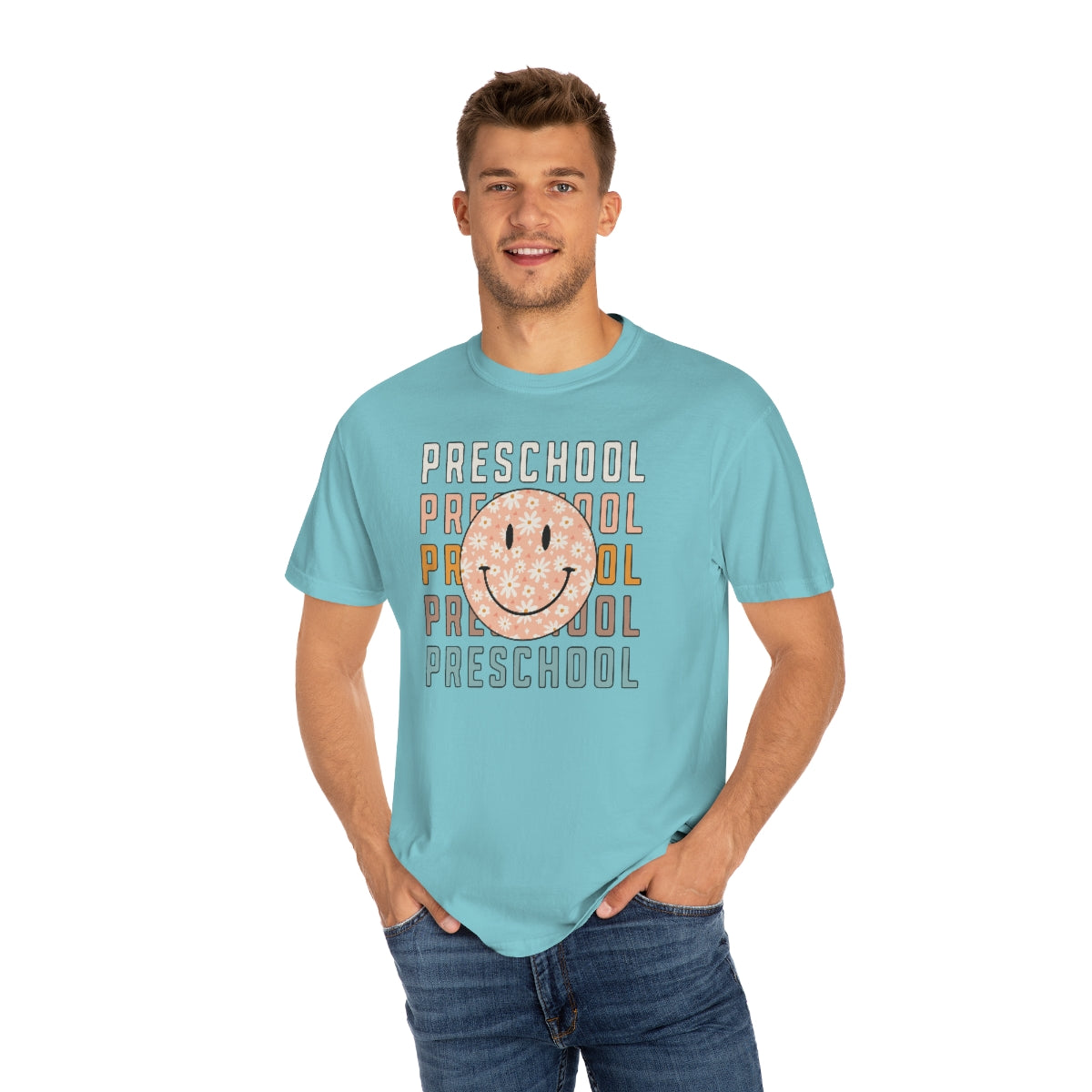 Preschool Smiley Face Warm Colors Unisex Garment-Dyed PREMIUM T-shirt