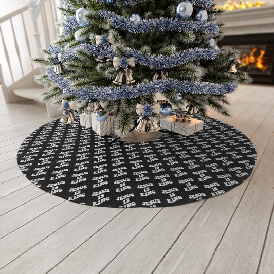 "Jesus is King" Black Round Tree Skirt