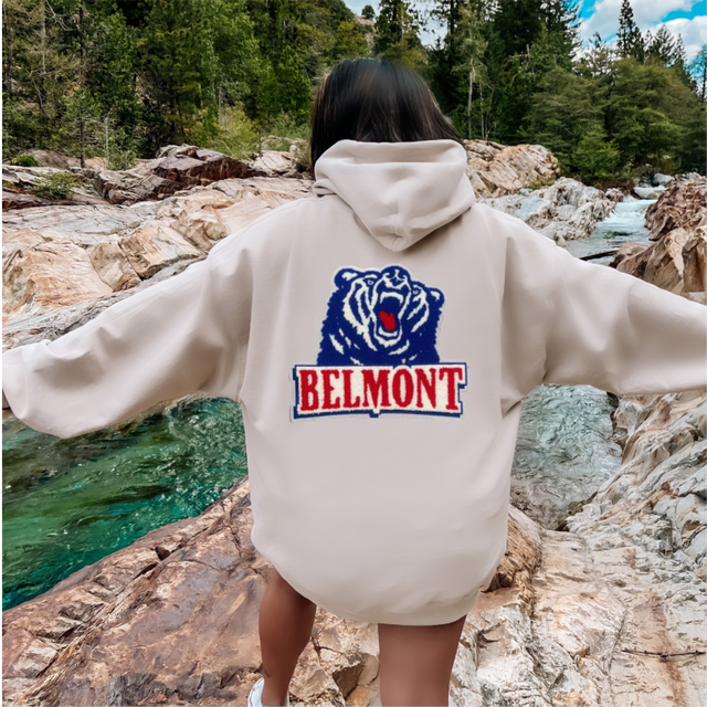 Belmont University Chenille Bear Hoodie Sweatshirt