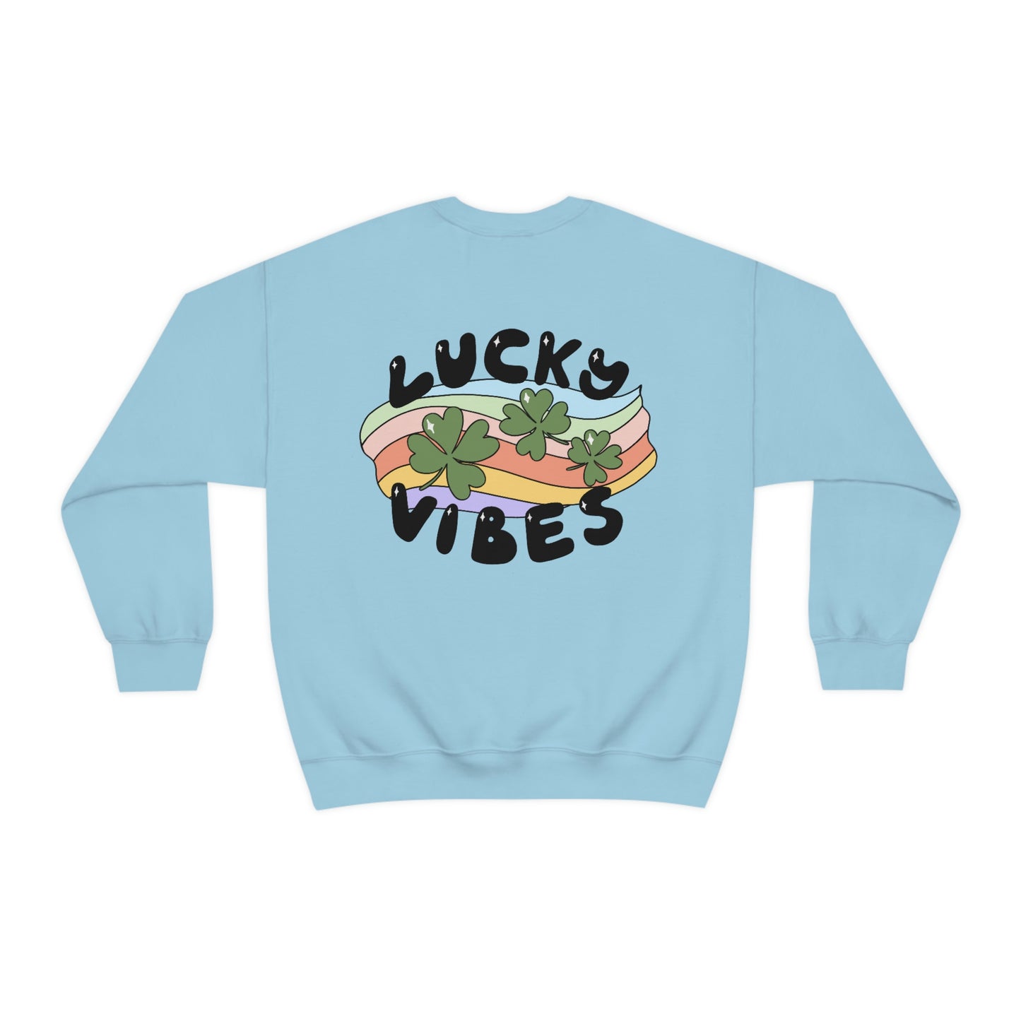 St. Patrick's Day "Lucky Vibes" Front and Back Design Unisex Heavy Blend Crewneck Sweatshirt