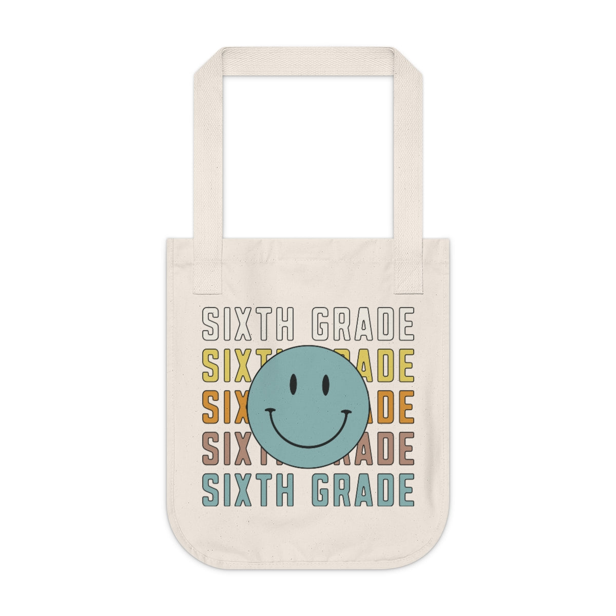 Sixth Grade Smiley Face Organic Canvas Tote Bag