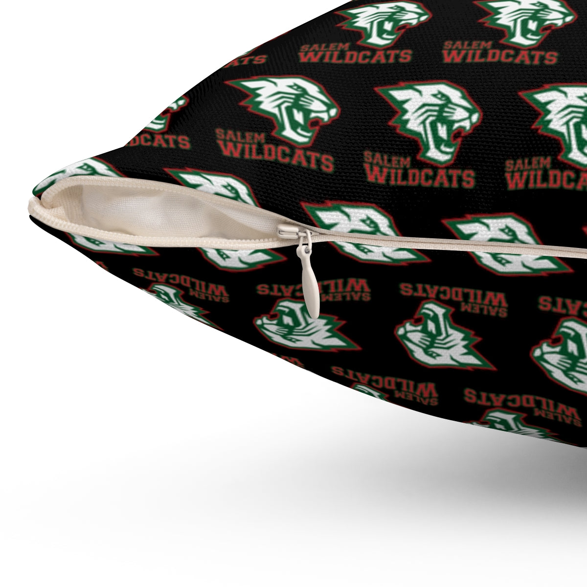 Black Salem Wildcats Spun Polyester Square Pillow