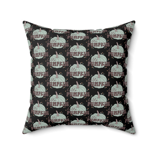 Black Hello Pumpkin Spun Polyester Square Pillow