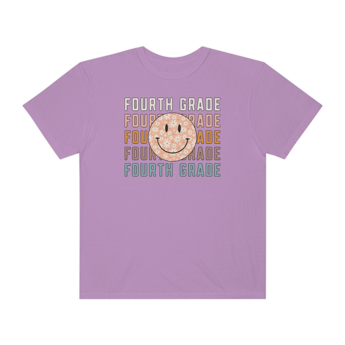 4th Grade Smiley Face Warm Colors Unisex Garment-Dyed PREMIUM T-shirt