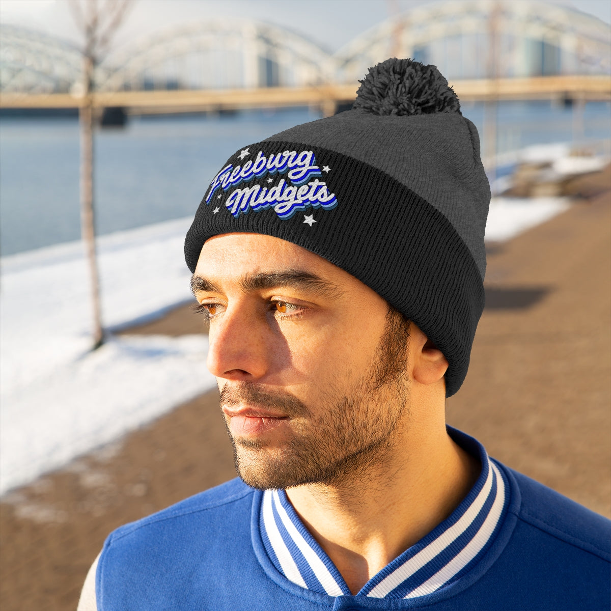 Retro Freeburg Midget Pennant Pom Pom Beanie