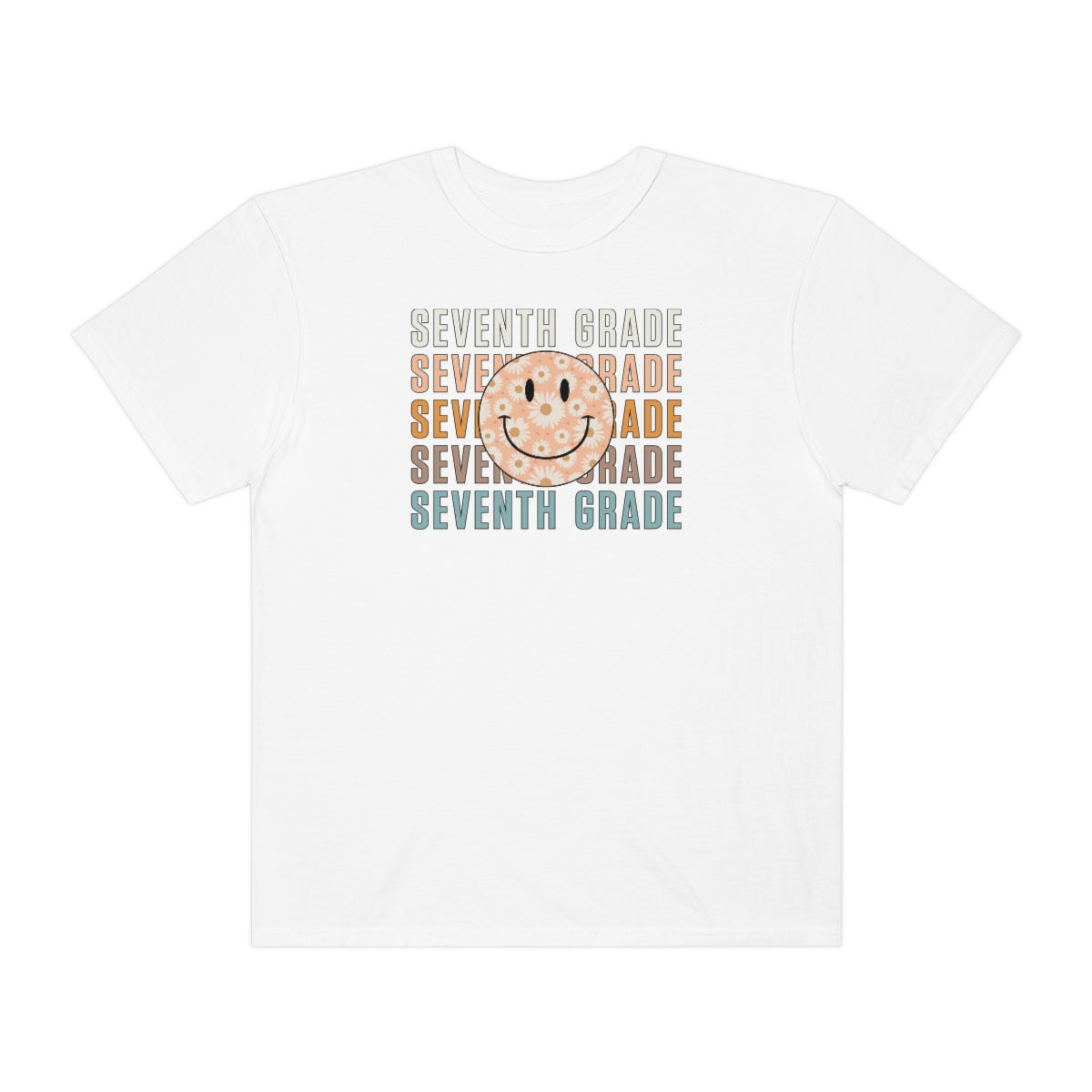 7th Grade Smiley Face Warm Colors Unisex Garment-Dyed PREMIUM T-shirt