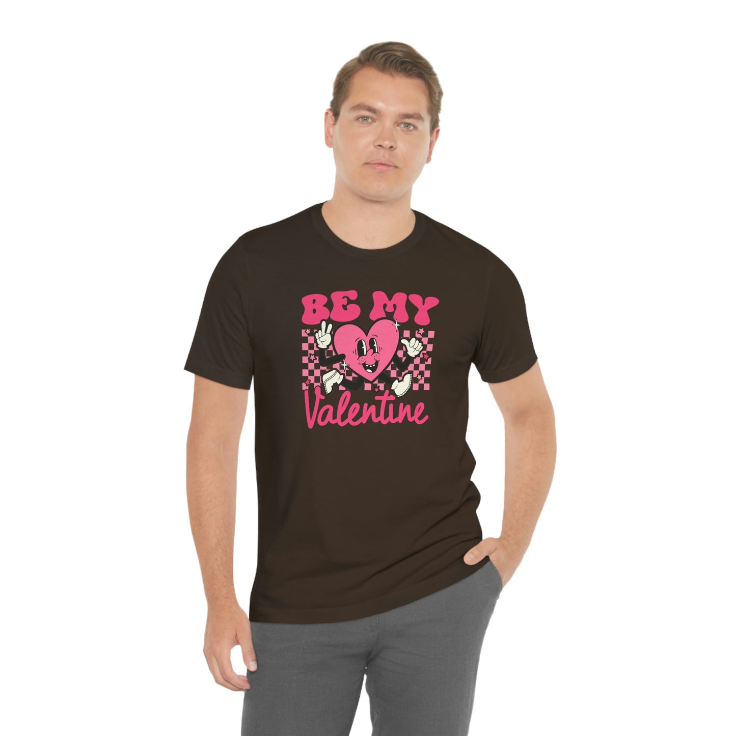 "Be My Valentine Checkerboard"  Unisex Jersey Short Sleeve Tee