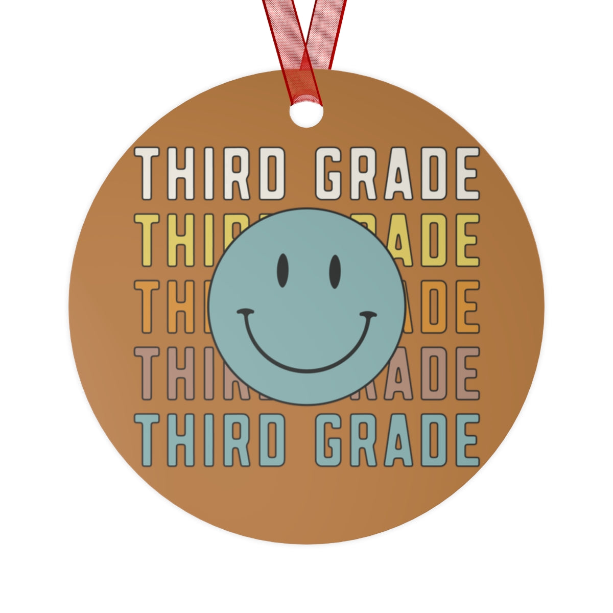 3rd Grade Light Brown Rustic Boho Metal Ornaments