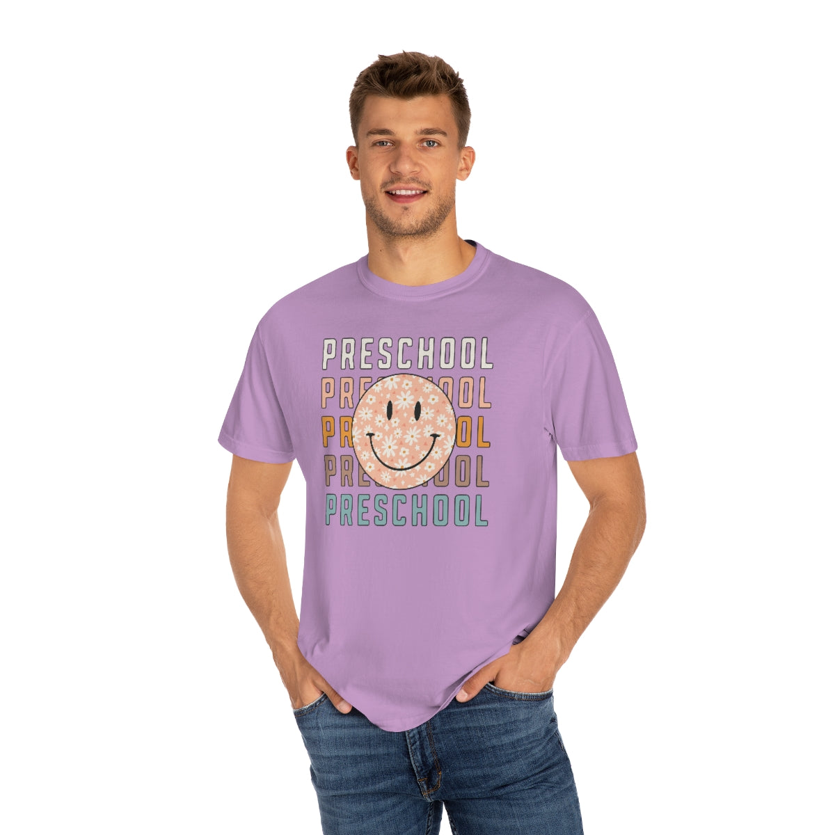 Preschool Smiley Face Warm Colors Unisex Garment-Dyed PREMIUM T-shirt