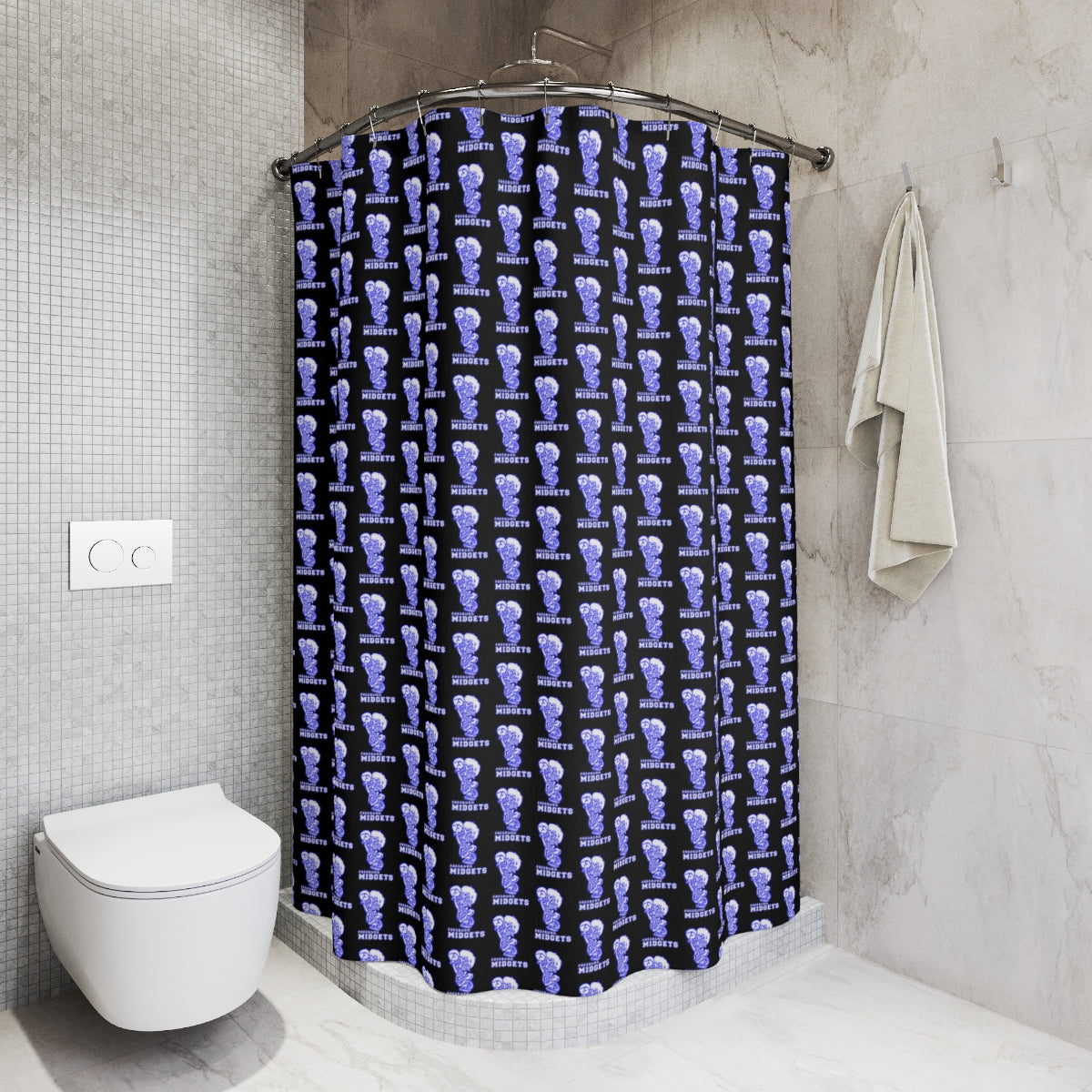 Black Freeburg Midget Pattern Polyester Shower Curtain