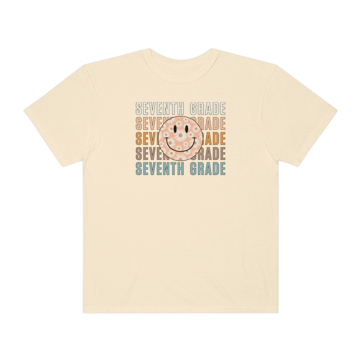 7th Grade Smiley Face Warm Colors Unisex Garment-Dyed PREMIUM T-shirt