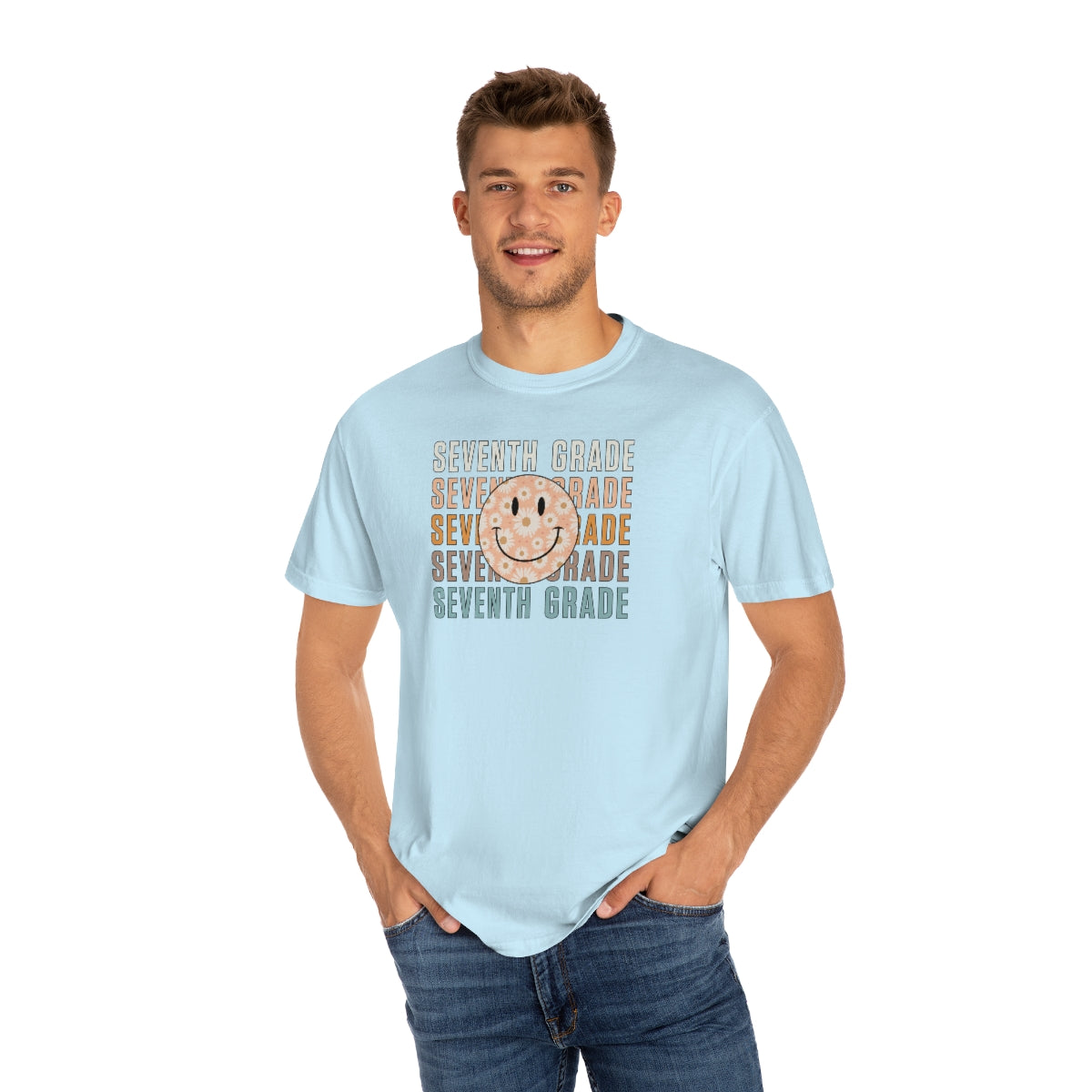 7th Grade Smiley Face Warm Colors Unisex Garment-Dyed PREMIUM T-shirt