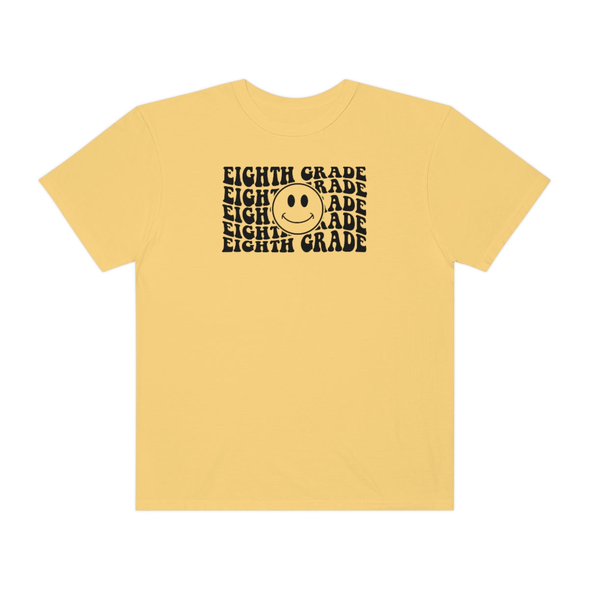 8th Grade Smiley Face Black Print Unisex Garment-Dyed PREMIUM T-shirt