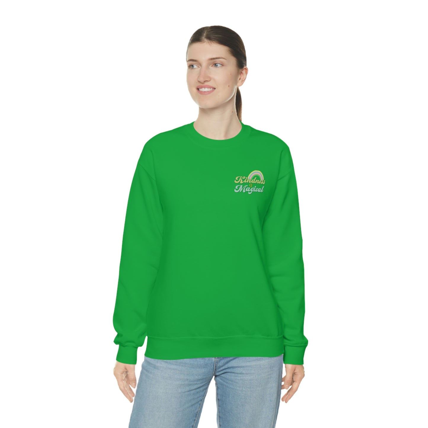 St. Patrick's Day "Kindness is Magical" Front and Back Design Unisex Heavy Blend Crewneck Sweatshirt