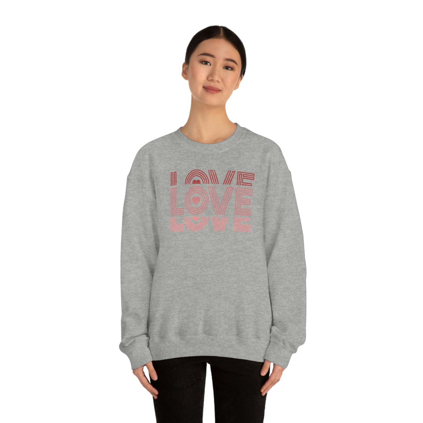 "Love Love Love" Red Graduated Print Unisex Heavy Blend™ Crewneck Sweatshirt