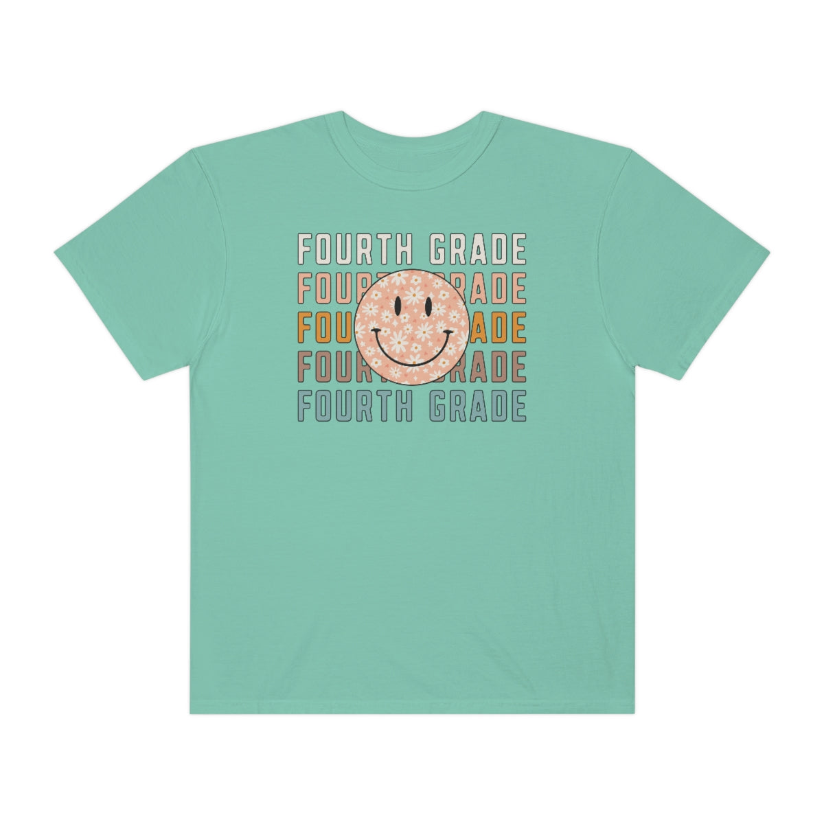 4th Grade Smiley Face Warm Colors Unisex Garment-Dyed PREMIUM T-shirt