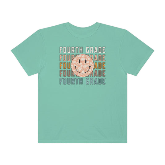 4th Grade Smiley Face Warm Colors Unisex Garment-Dyed PREMIUM T-shirt