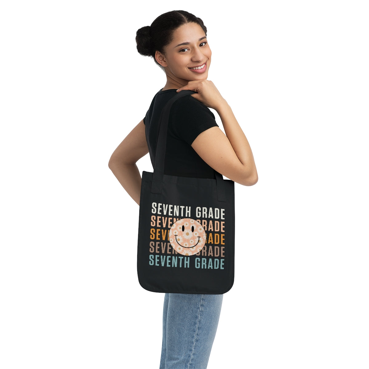 Seventh Grade Smiley Face Organic Canvas Tote Bag