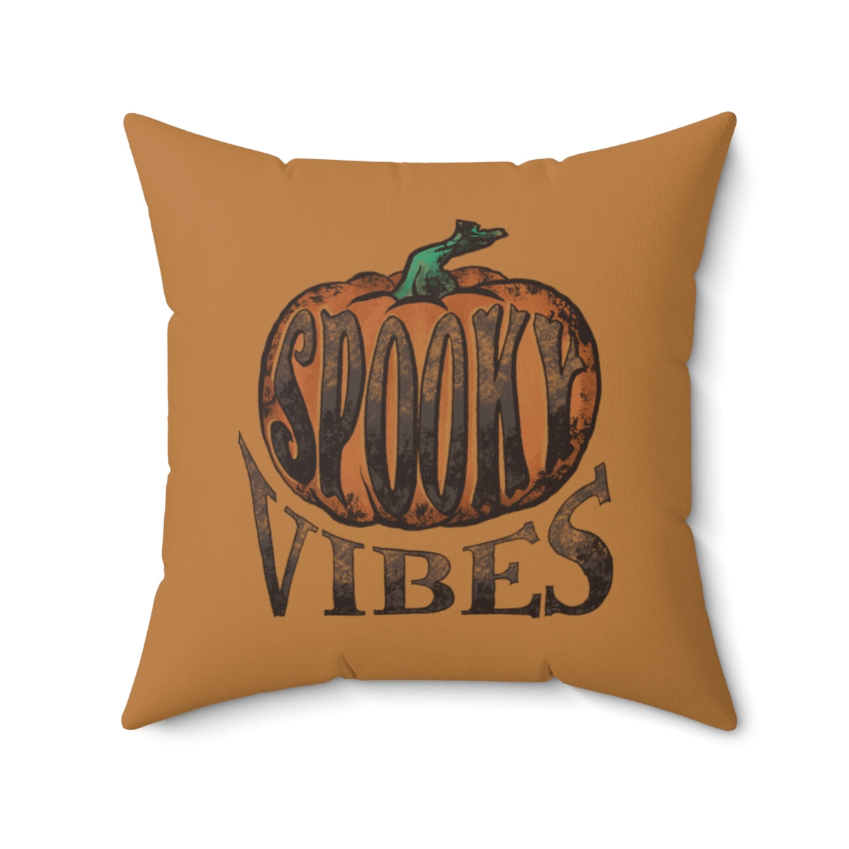 Light Brown Spooky Vibes Fall Halloween Spun Polyester Square Pillow