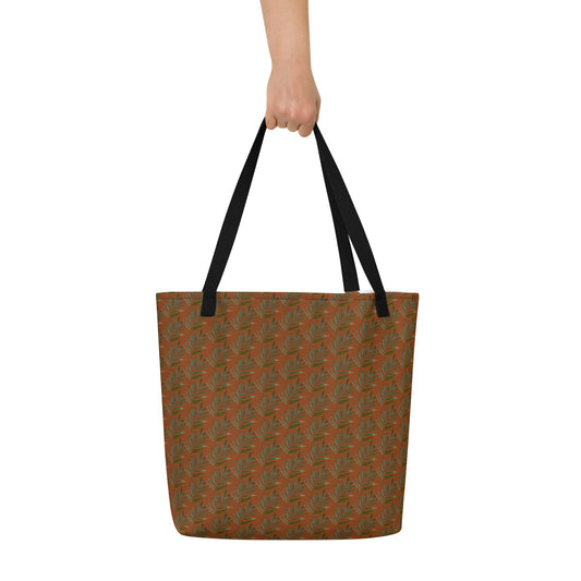 Rustic Fern All-Over Print Large Tote Bag