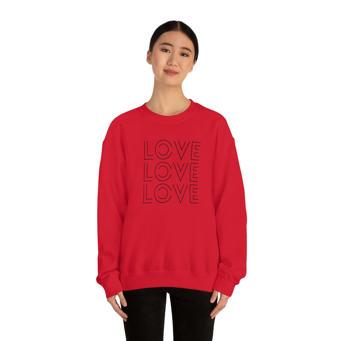 "Love Love Love" Black Print Unisex Heavy Blend™ Crewneck Sweatshirt