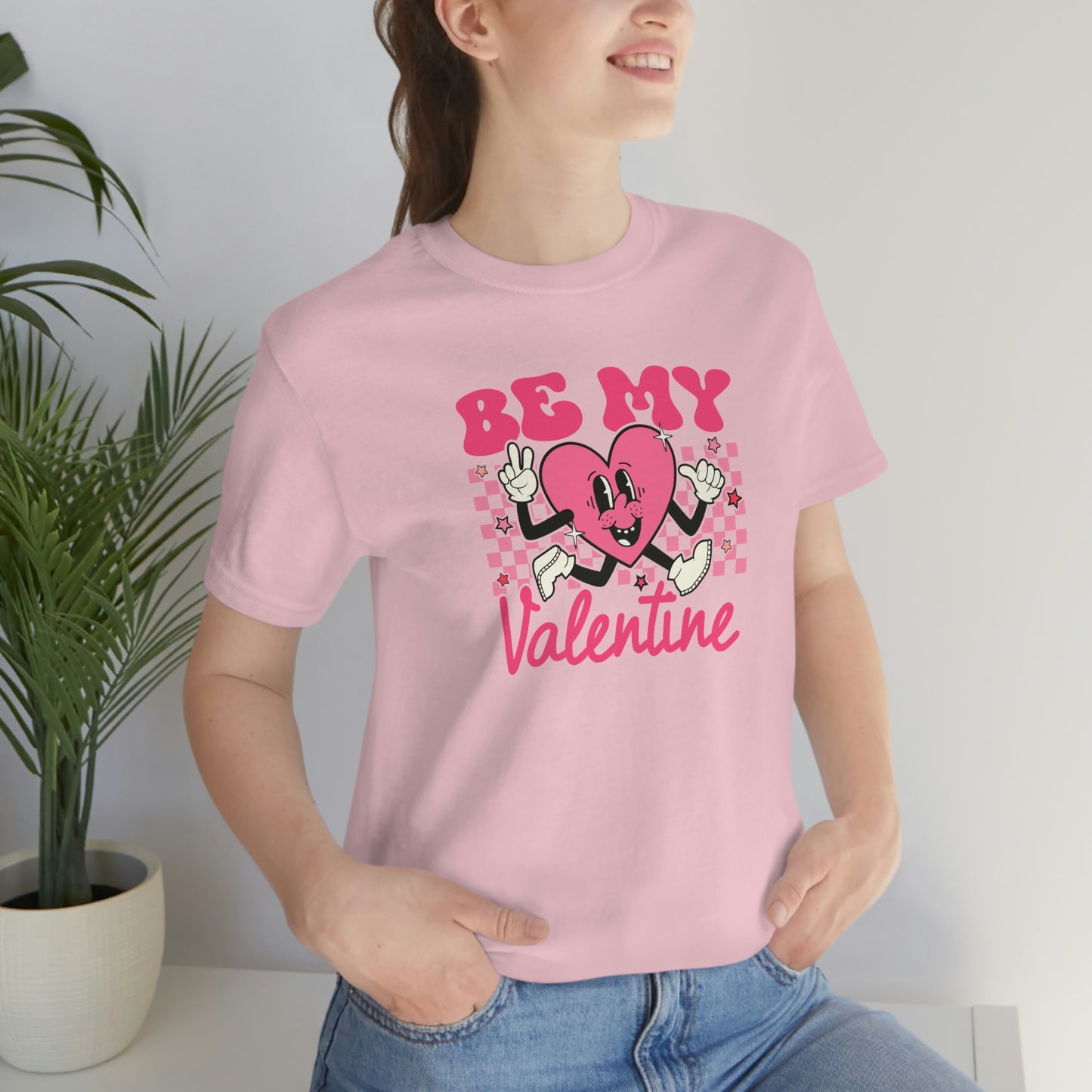 "Be My Valentine Checkerboard"  Unisex Jersey Short Sleeve Tee