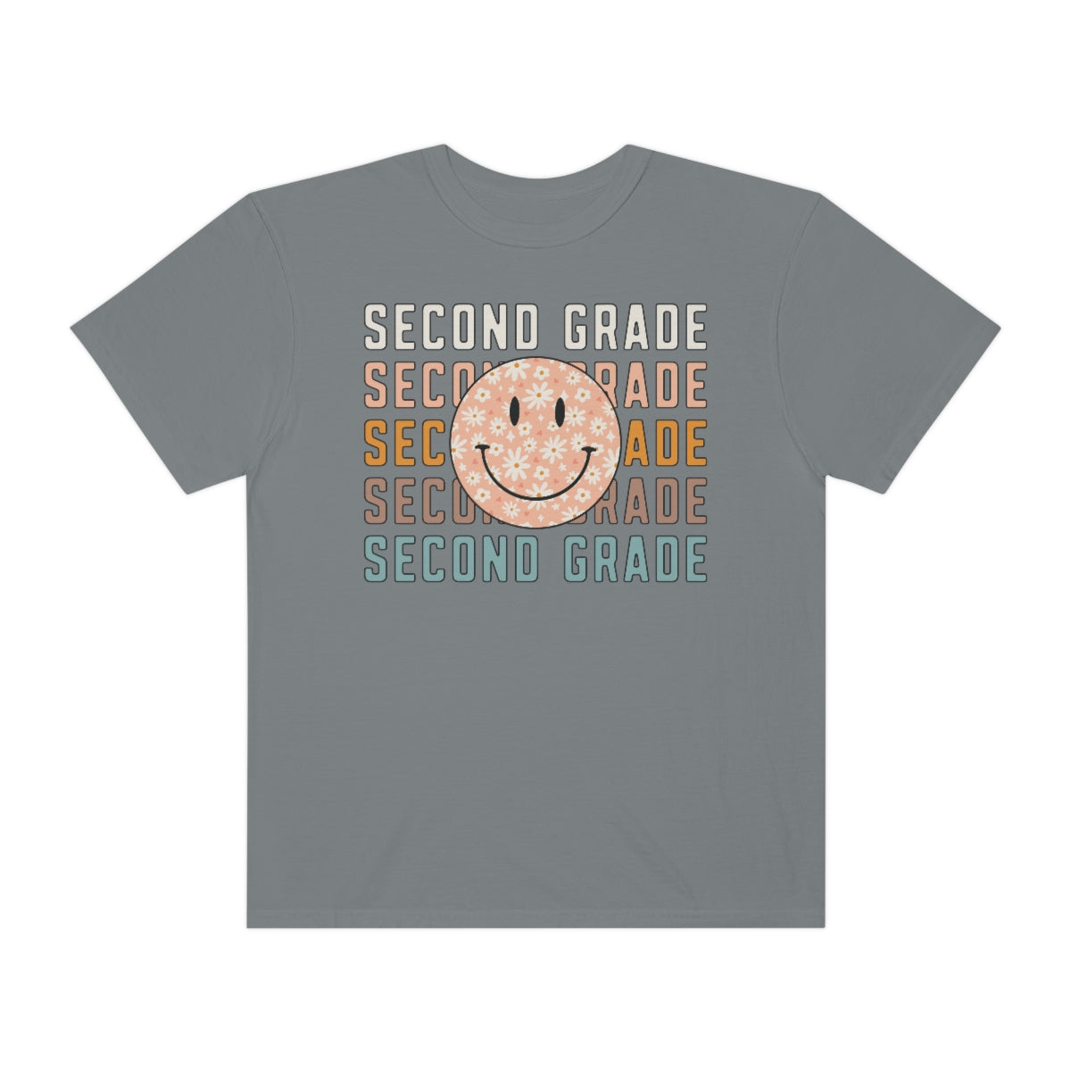 2nd Grade Smiley Face Warm Colors Unisex Garment-Dyed PREMIUM T-shirt